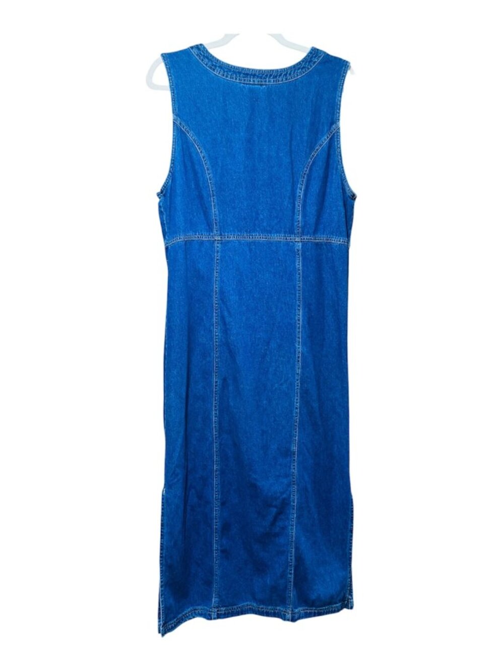 Vintage DPS New York Denim Maxi Dress M Button Front Side Slit Y2K 90s - Picture 3 of 5